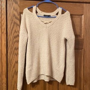 Off the shoulder, thick white sweater